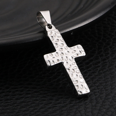 Chunky Hammered Silver Cross Necklace - The Name Jewellery™