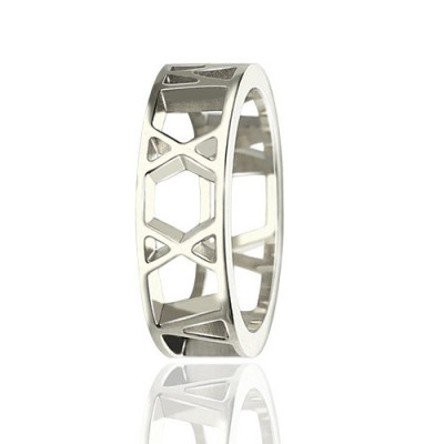Personalised Roman Numerals Open Rings Sterling Silver - The Name Jewellery™