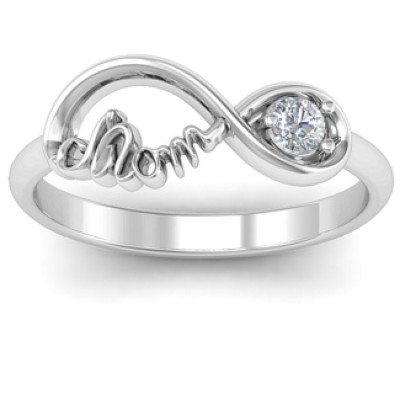 Mom's Infinity Bond Ring with Birthstone - The Name Jewellery™