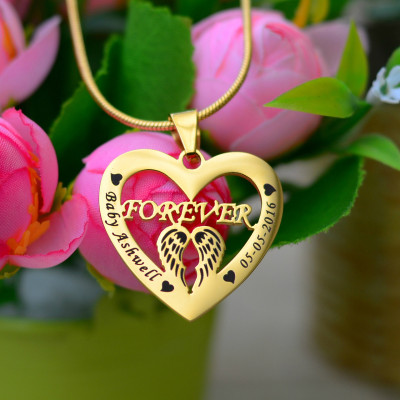 Personalised Angel in My Heart Necklace - 18ct Gold Plated - The Name Jewellery™