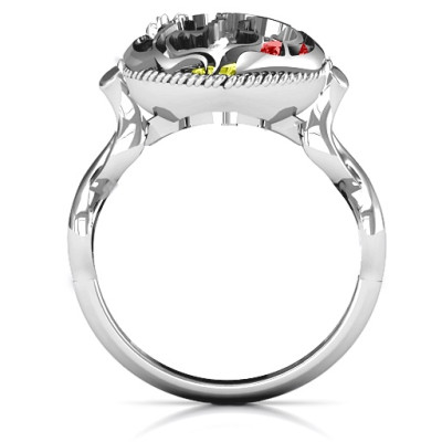 Mother and Child Caged Hearts Ring with Infinity Band - The Name Jewellery™