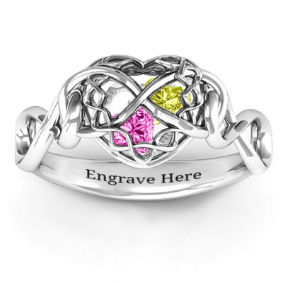 My Infinite Love Caged Hearts Ring - The Name Jewellery™