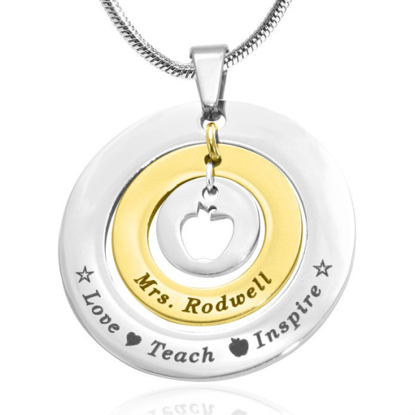 Personalised Circles of Love Necklace Teacher - TWO TONE - Gold  Silver - The Name Jewellery™