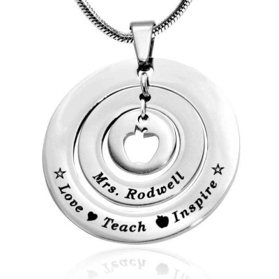Personalised Circles of Love Necklace Teacher - Sterling Silver - The Name Jewellery™