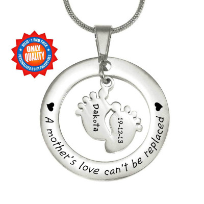 Personalised Cant Be Replaced Necklace - Single Feet 18mm - Sterling Silver - The Name Jewellery™