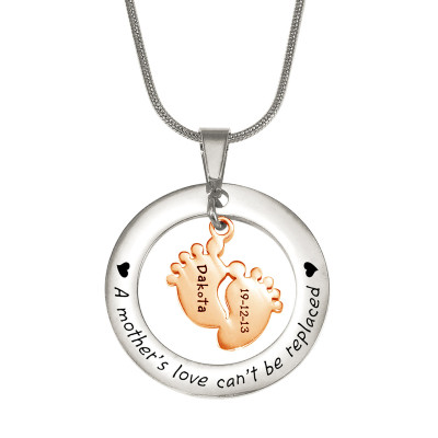 Personalised Cant Be Replaced Necklace - Single Feet 18mm - Two Tone - 18ct Rose Gold Plated - The Name Jewellery™