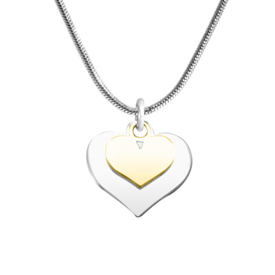 Personalised Double Heart Necklace - Two Tone - Gold n Silver - The Name Jewellery™