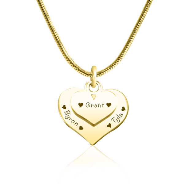 Personalised Double Heart Necklace - 18ct Gold Plated - The Name Jewellery™