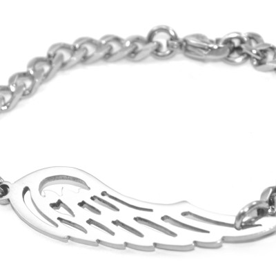 Personalised Angels Wing Bracelet - Silver - The Name Jewellery™