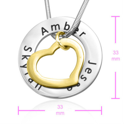 Personalised Heart Washer Necklace - TWO TONE - Gold  Silver - The Name Jewellery™