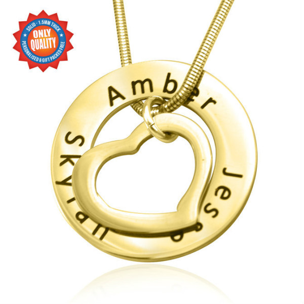 Personalised Heart Washer Necklace - 18ct GOLD Plated - The Name Jewellery™