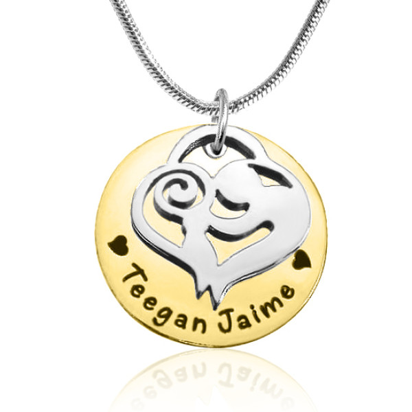 Personalised Mother's Disc Single Necklace - Two Tone - Gold  Silver - The Name Jewellery™