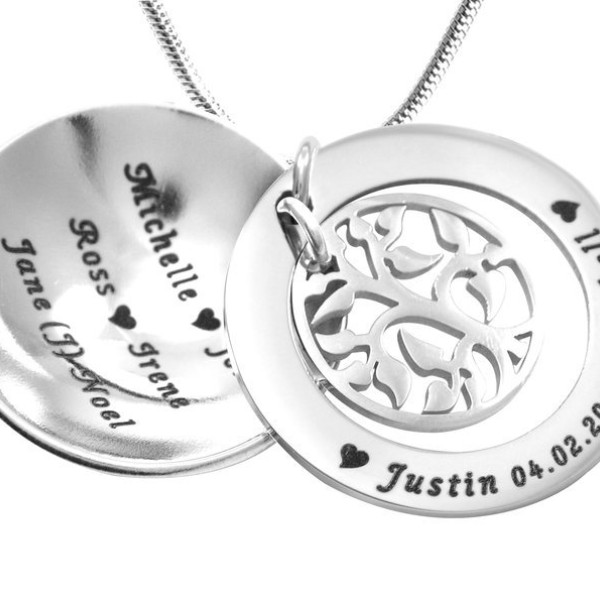 Personalised My Family Tree Dome Necklace - Sterling Silver - The Name Jewellery™