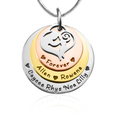 Personalised Mother's Disc Triple Necklace - Three Tone - Rose Gold Silver - The Name Jewellery™