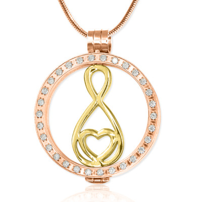 Personalised 18ct Rose Gold Plated Diamonte Necklace with Gold Infinity - The Name Jewellery™