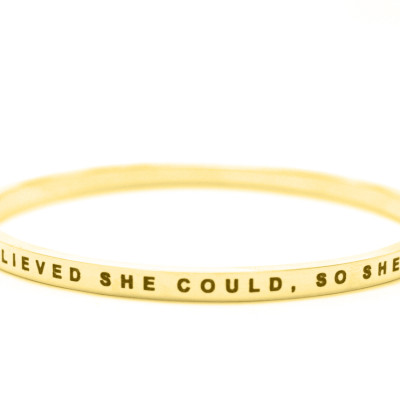 Personalised She Believed She Could Bangle 18ct Gold Plated - The Name Jewellery™
