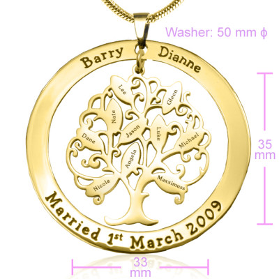 Personalised Tree of My Life Washer Necklace 10 - 18ct Gold Plated - The Name Jewellery™