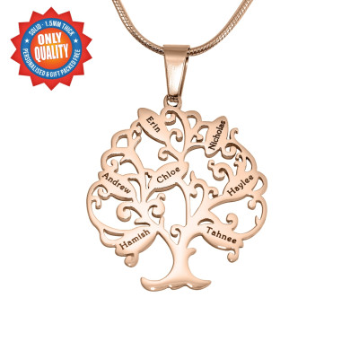 Personalised Tree of My Life Necklace 7 - 18ct Rose Gold Plated - The Name Jewellery™