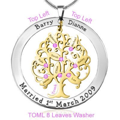 Personalised Tree of My Life Washer 8 - Two Tone - Gold Tree - The Name Jewellery™