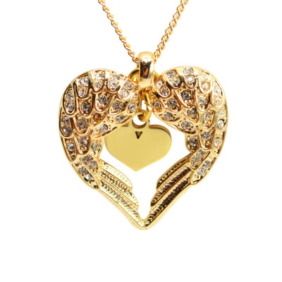 Personalised Angels Heart Necklace with Heart Insert - 18ct Gold Plated - The Name Jewellery™