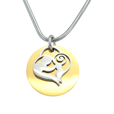 Personalised Mother's Disc Single Necklace - Two Tone - Gold  Silver - The Name Jewellery™