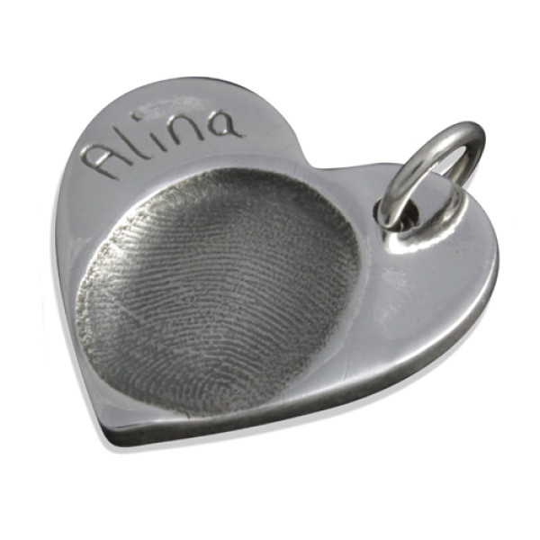 925 Sterling Silver FingerPrint Heart Pendant - The Name Jewellery™