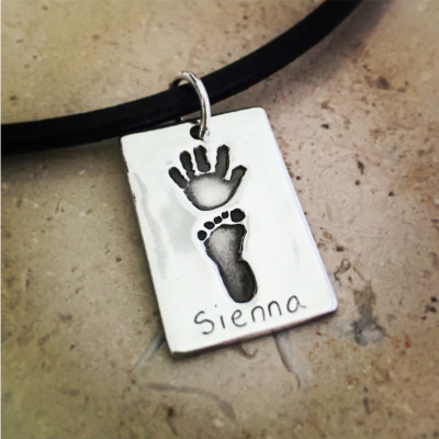 925 Sterling Silver Hand/Foot Print Double Dogtag - The Name Jewellery™