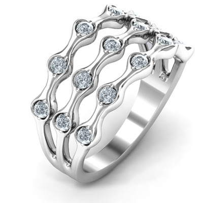 15 Stone Family Wave Ring - The Name Jewellery™