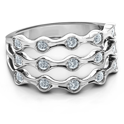 3 Row Fashion Wave Ring - The Name Jewellery™
