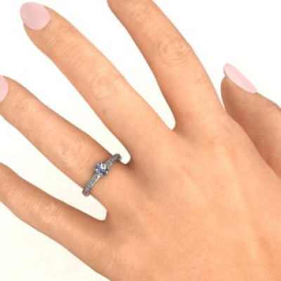 8 Prong Solitaire Set Ring with Twin Channel Accent Rows - The Name Jewellery™
