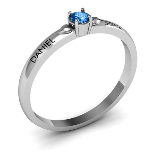 Heart Surrounded Solitaire Ring - The Name Jewellery™