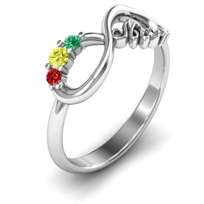 Mom's Infinite Love Ring with 2-10 Stones and 3 Cubic Zirconias Stones - The Name Jewellery™