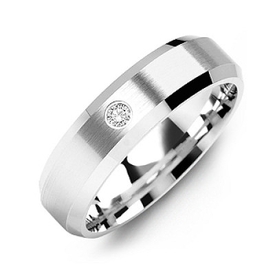 Beveled-Edge Brushed Men's Gemstone Ring - The Name Jewellery™