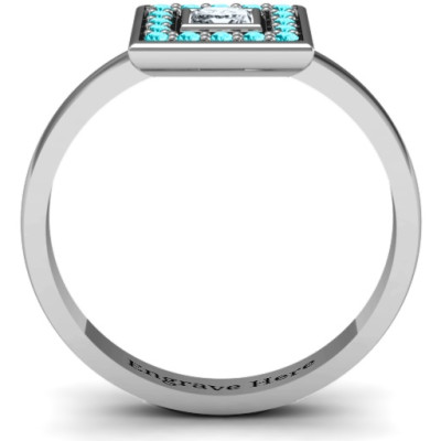 Bezel Princess Stone with Channel Accents Ring - The Name Jewellery™