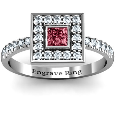 Bezel Princess Stone with Channel Accents in the Band Ring - The Name Jewellery™