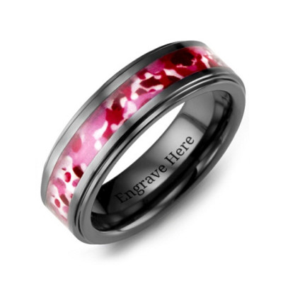 Ceramic Ring with Red Camouflage Pattern - The Name Jewellery™