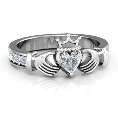 Classic Claddagh Heart Cut Ring with Accents - The Name Jewellery™