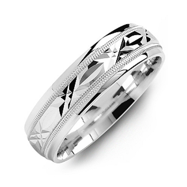 Classic Men's Ring with Diamond Cut Pattern - The Name Jewellery™