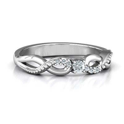 Classic Solitare Sparkle Ring with Accented Infinity Band - The Name Jewellery™