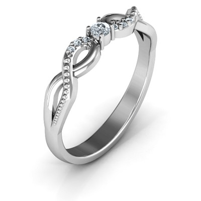 Classic Solitare Sparkle Ring with Accented Infinity Band - The Name Jewellery™