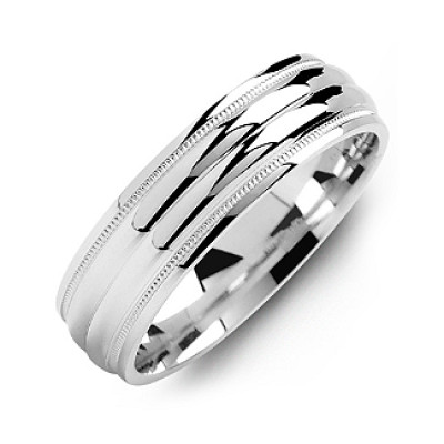 Classic Two-Line Milgrain Men's Ring - The Name Jewellery™