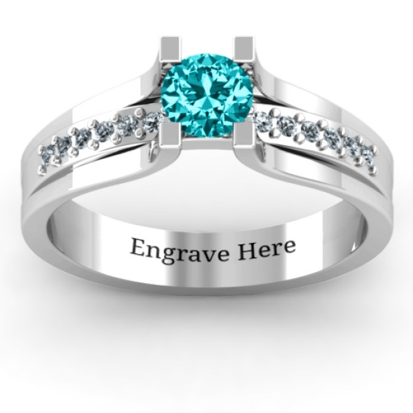 Column Set Solitaire Ring - The Name Jewellery™