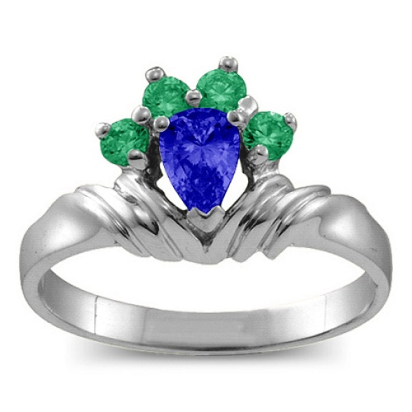 Crown Pear 2-8 Stones Ring - The Name Jewellery™