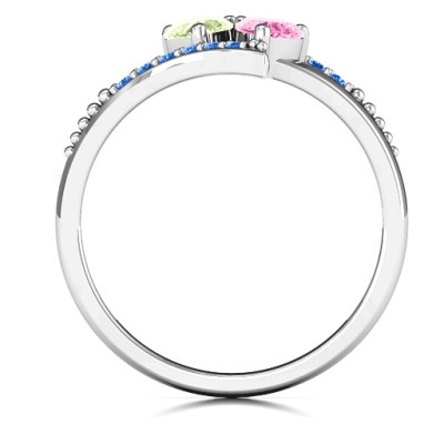Diagonal Dream Ring With Heart Stones - The Name Jewellery™