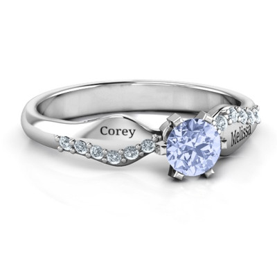 Dimpled Solitaire with Accents Ring - The Name Jewellery™