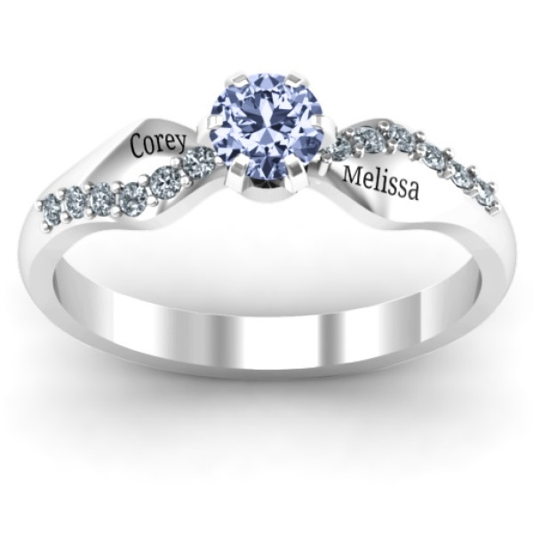 Dimpled Solitaire with Accents Ring - The Name Jewellery™