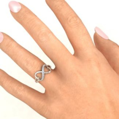 Double Heart Infinity Ring with Accents - The Name Jewellery™