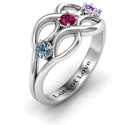 Double Infinity Ring with Triple Stones - The Name Jewellery™