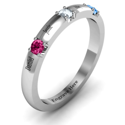 Elegant Three Gemstone Ring - The Name Jewellery™