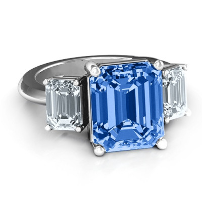 Emerald Cut Trinity Ring - The Name Jewellery™